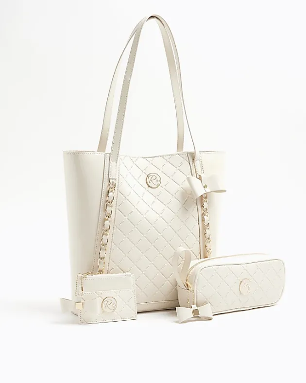 River Island Girls quilted bow shopper bag bundle< Bags & Purses