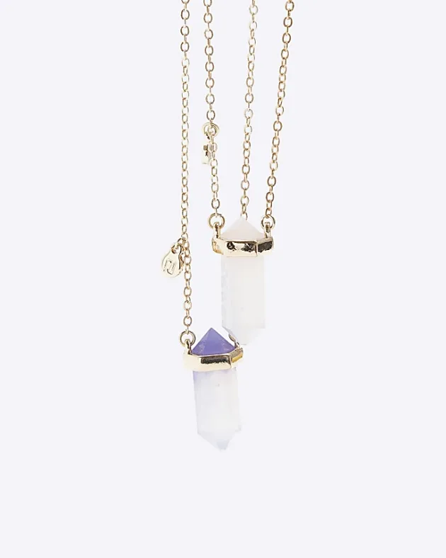 River Island Girls gold BFF stone necklaces< Accessories & Jewellery