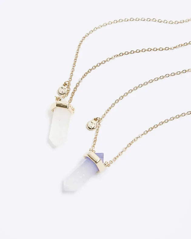 River Island Girls gold BFF stone necklaces< Accessories & Jewellery