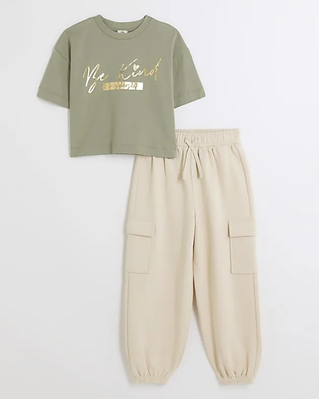 River Island Girls crop t-shirt and joggers set< Sets & Outfits