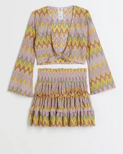 River Island Girls orange chevron top and skirt beach set< Sets & Outfits