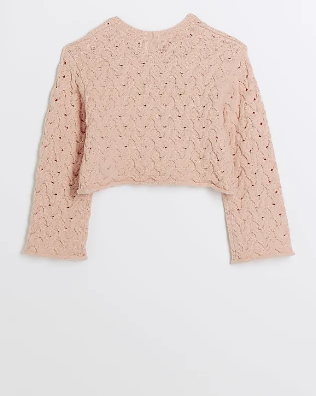 River Island Girls peach textured jumper< Jumpers & Cardigans