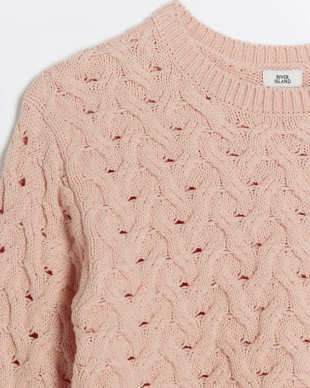 River Island Girls peach textured jumper< Jumpers & Cardigans