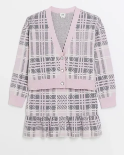 River Island Girls check frill cardigan and skirt set< Sets & Outfits