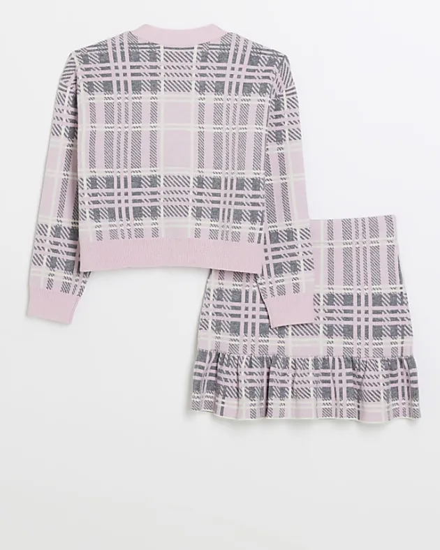 River Island Girls check frill cardigan and skirt set< Sets & Outfits