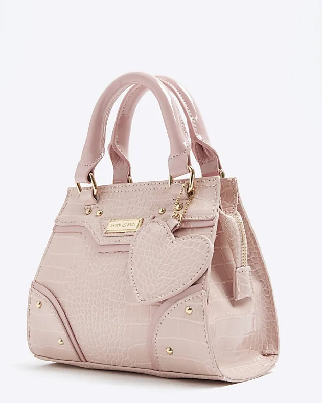 River Island Girls croc embossed heart tote bag< Bags & Purses