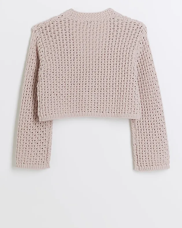 River Island Girls crochet crop cardigan< Jumpers & Cardigans