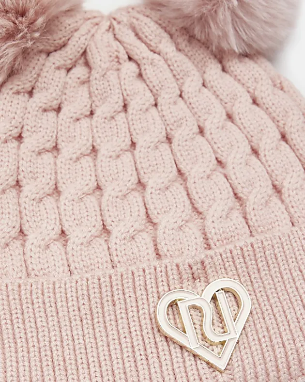 River Island Girls Double Pom Pom Beanie hat< Accessories & Jewellery