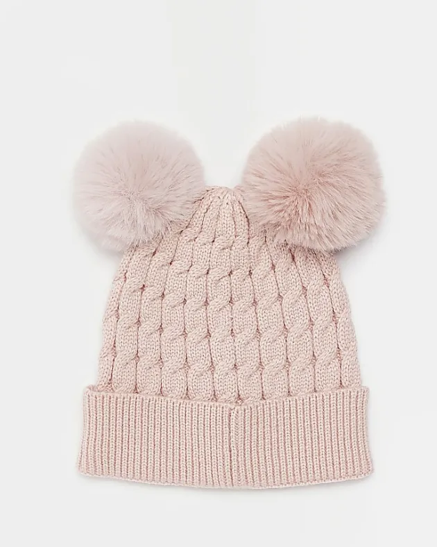 River Island Girls Double Pom Pom Beanie hat< Accessories & Jewellery