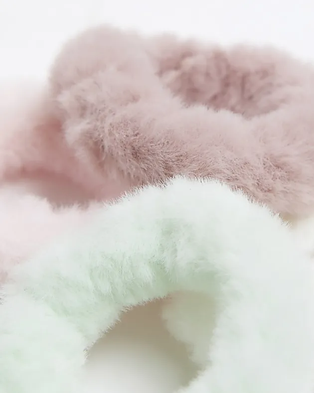 River Island Girls faux fur scrunchie 4 pack< Multipacks