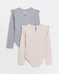 River Island Girls frill ribbed bodysuits 2 pack< Multipacks
