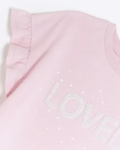 River Island Girls graphic frill sleeve t-shirt< Tops & T-shirts