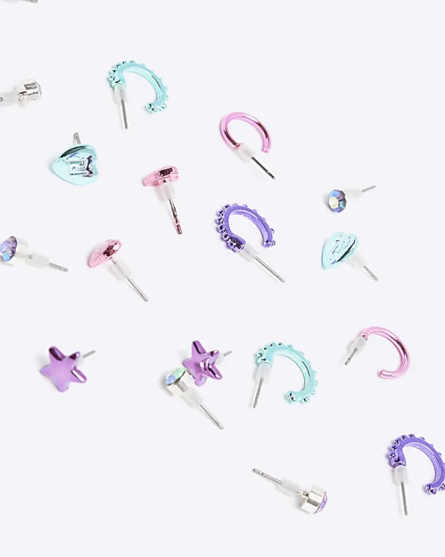 River Island Girls pink hoop and stud earrings 9 pack< Accessories & Jewellery