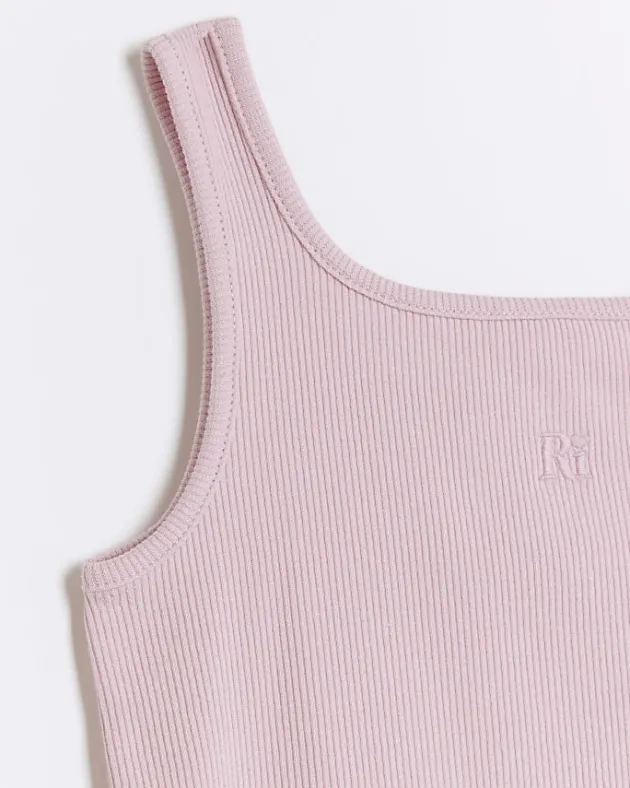 River Island Girls rib embroidered logo crop vest< Tops & T-shirts