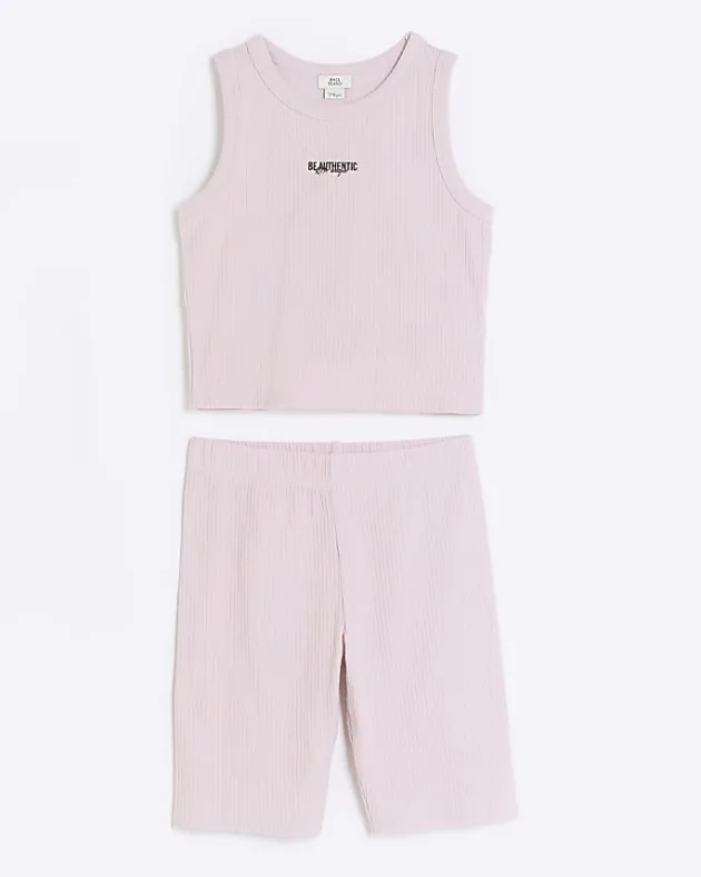 River Island Girls rib tank top and shorts set< Sets & Outfits