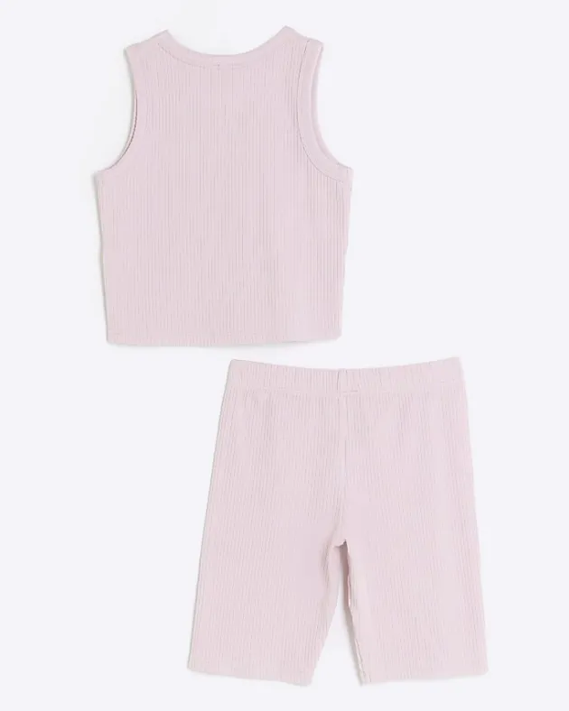 River Island Girls rib tank top and shorts set< Sets & Outfits