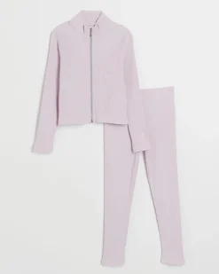 River Island Girls rib zip up sweatshirt set< Sets & Outfits