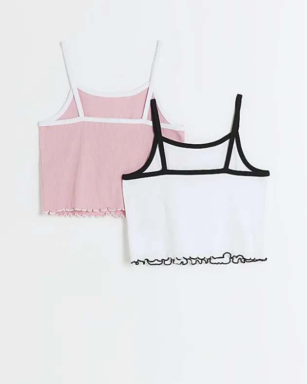 River Island Girls Ribbed Cami top 2 Pack< Multipacks