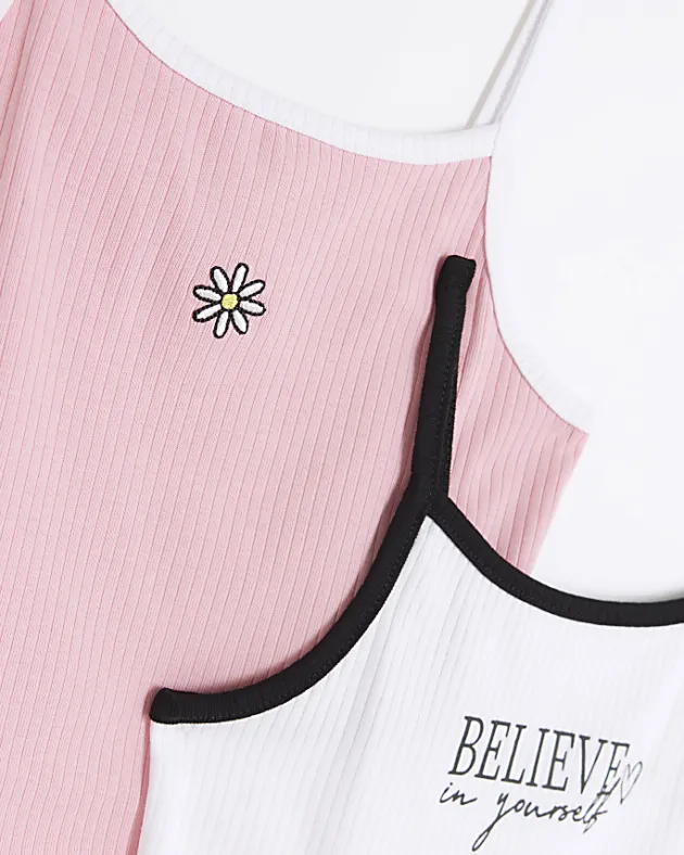 River Island Girls Ribbed Cami top 2 Pack< Multipacks