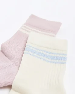 River Island Girls pink varsity socks 2 pack< Multipacks