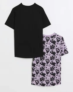 River Island Girls heart graphic t-shirt 2 pack< Multipacks