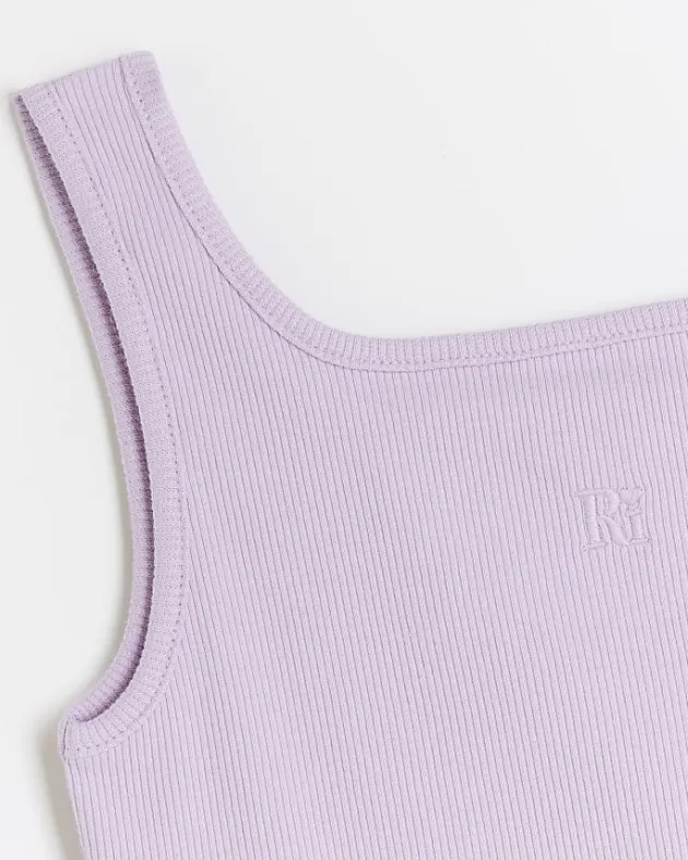 River Island Girls rib embroidered logo crop vest< Tops & T-shirts