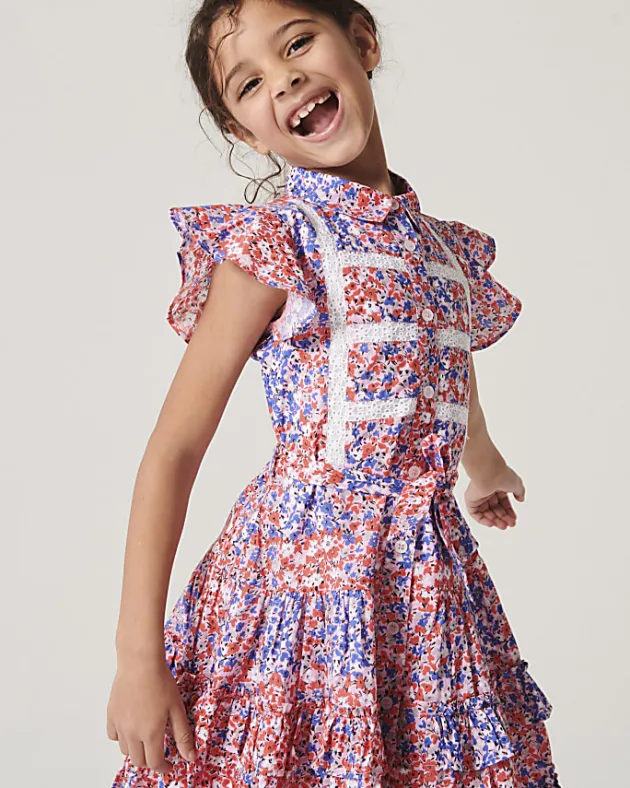 River Island Girls floral belted shirt dress< Dresses