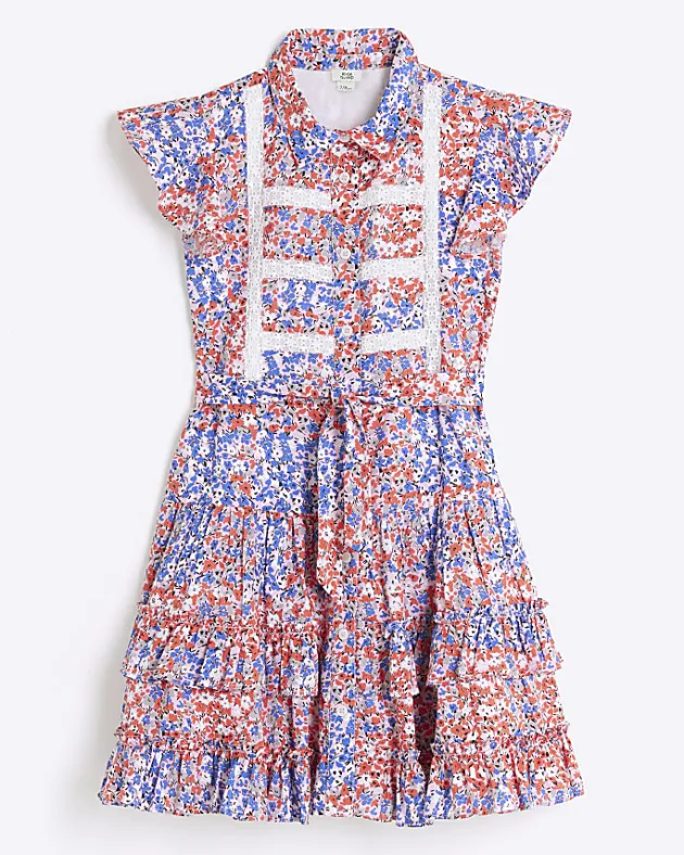 River Island Girls floral belted shirt dress< Dresses