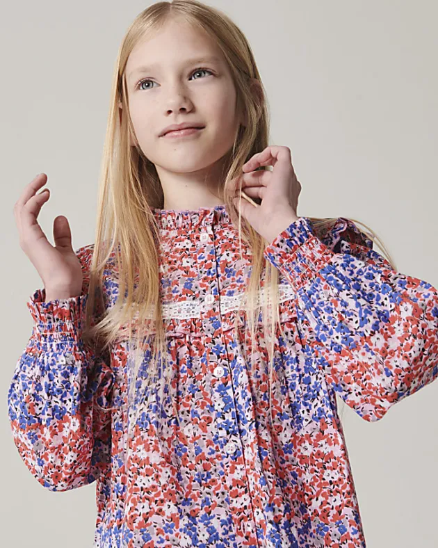 River Island Girls Red floral lace blouse< Tops & T-shirts