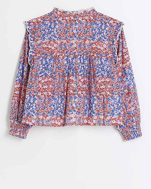River Island Girls Red floral lace blouse< Tops & T-shirts