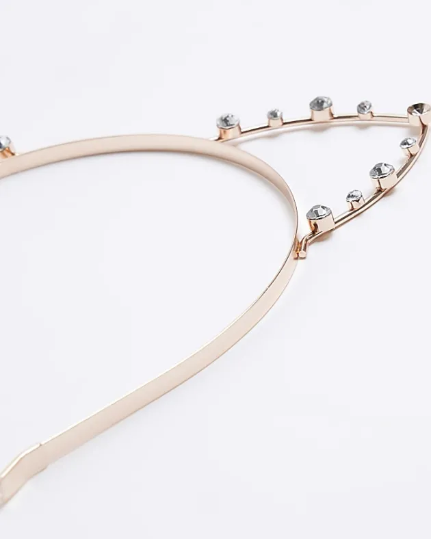 River Island Girls Rose Gold Diamante Cat Ear Hair Band< Accessories & Jewellery