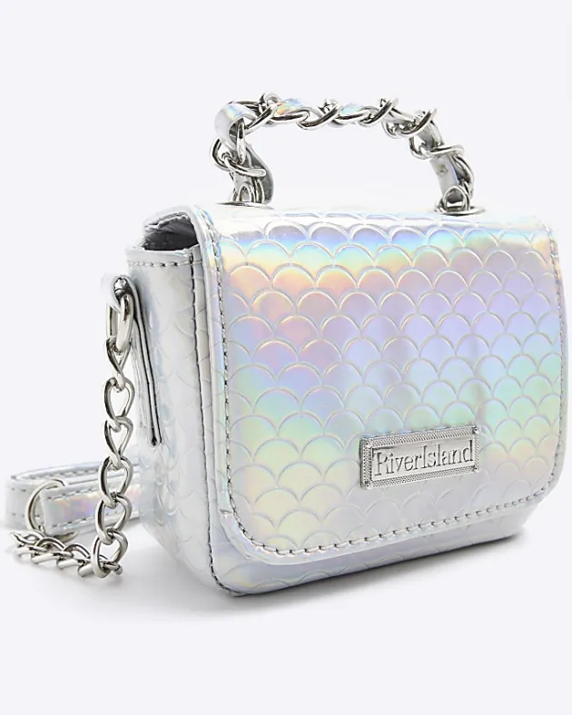 River Island Girls silver iridescent chain cross body bag< Bags & Purses