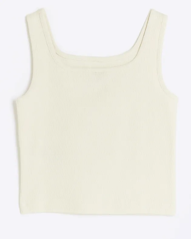 River Island Girls stone rib embroidered logo crop vest< Tops & T-shirts