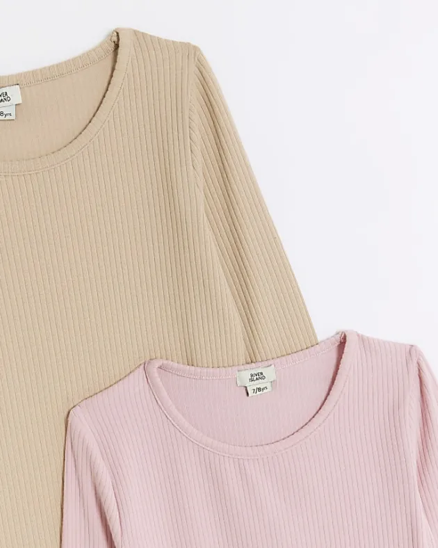 River Island Girls stone rib scoop bodysuit 2 pack< Multipacks