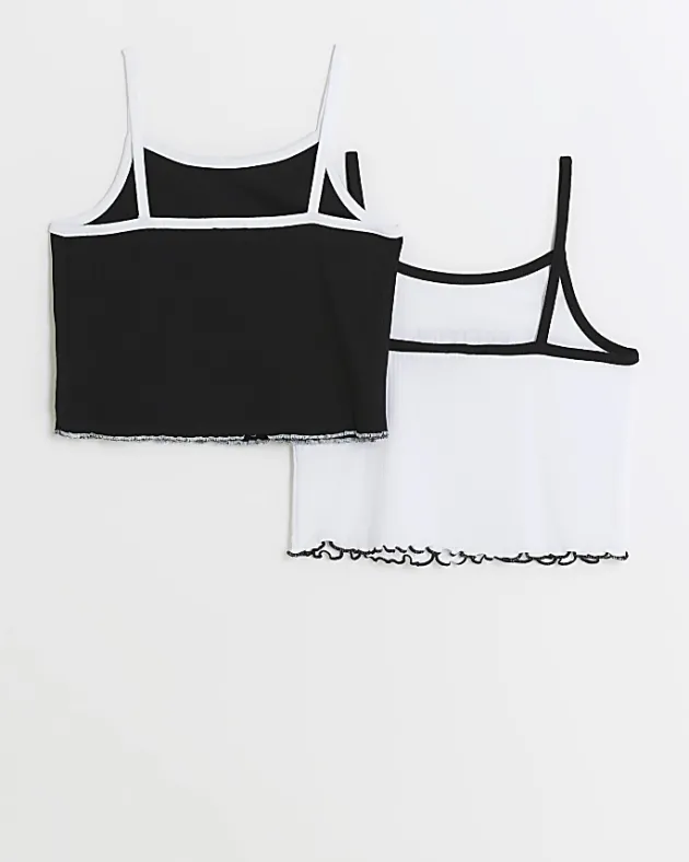 River Island Girls Crop ribbed Cami Top 2 Pack< Multipacks
