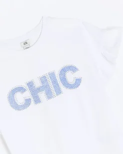 River Island Girls diamante frill t-shirt< Tops & T-shirts