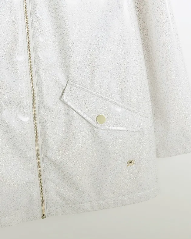 River Island Girls glitter hooded rain coat< Coats & Jackets