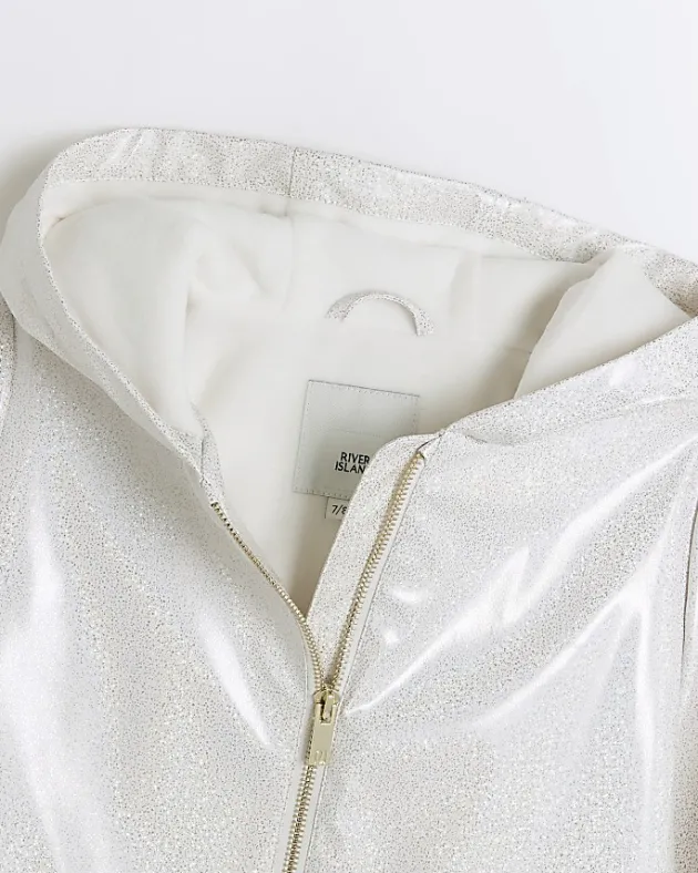 River Island Girls glitter hooded rain coat< Coats & Jackets