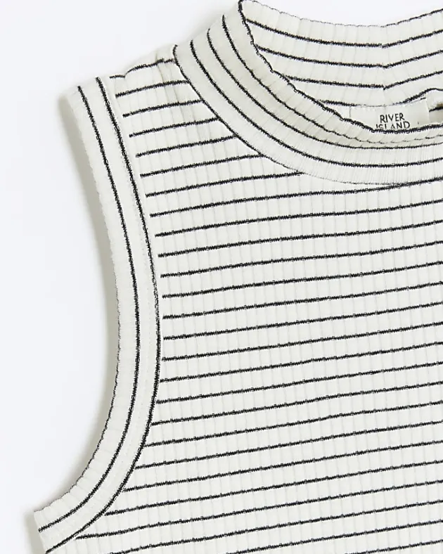 River Island Girls rib stripe high neck tank top< Tops & T-shirts