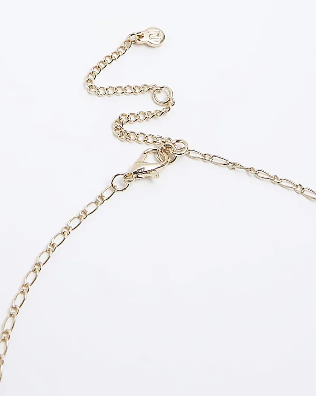 River Island Gold Amour Heart Necklace< Jewellery