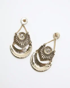 River Island Gold Antique Ethnic Drop Earrings< Jewellery