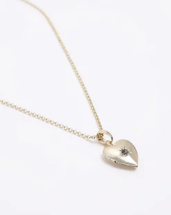 River Island Gold April Birthstone Heart Necklace< Jewellery