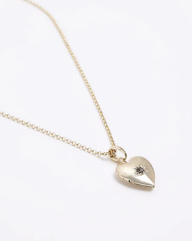 River Island Gold April Birthstone Heart Necklace< Jewellery