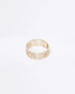 River Island Gold Aztec Cut out Ring< Jewellery