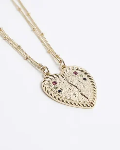 River Island Gold Best Friend Heart Necklace< Jewellery