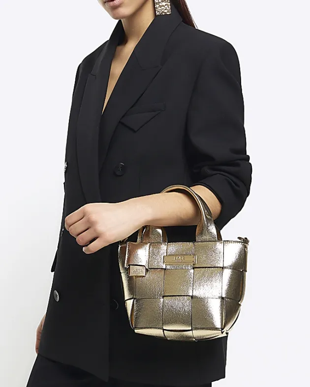 River Island Gold chunky weave small tote bag< Bags, Purses & Luggage