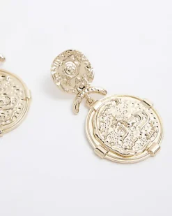 River Island Gold Coin Drop Earrings< Jewellery