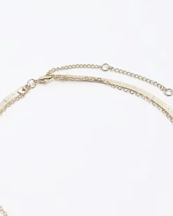 River Island Gold Coin Multirow Necklace< Jewellery