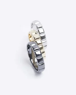 River Island Gold colour square rings multipack< Jewellery & Watches