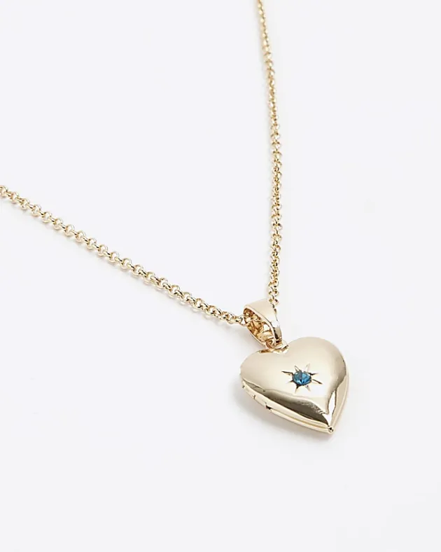 River Island Gold December Birthstone Heart Necklace< Jewellery